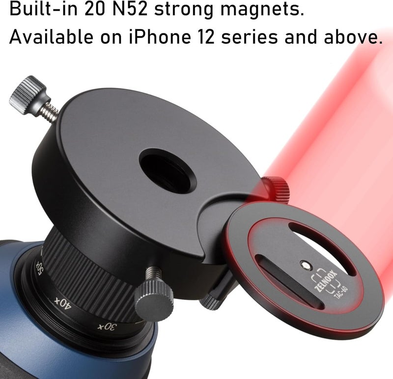 Zelnoox for Magsafe Digiscoping Adapter,Fits Telescope or Spotting Scope 2.5" Eyepiece Max,Magnetic Attachment for iPhone 12/13/14/15/16/17 Pro Max Magnetic Case - Image 2